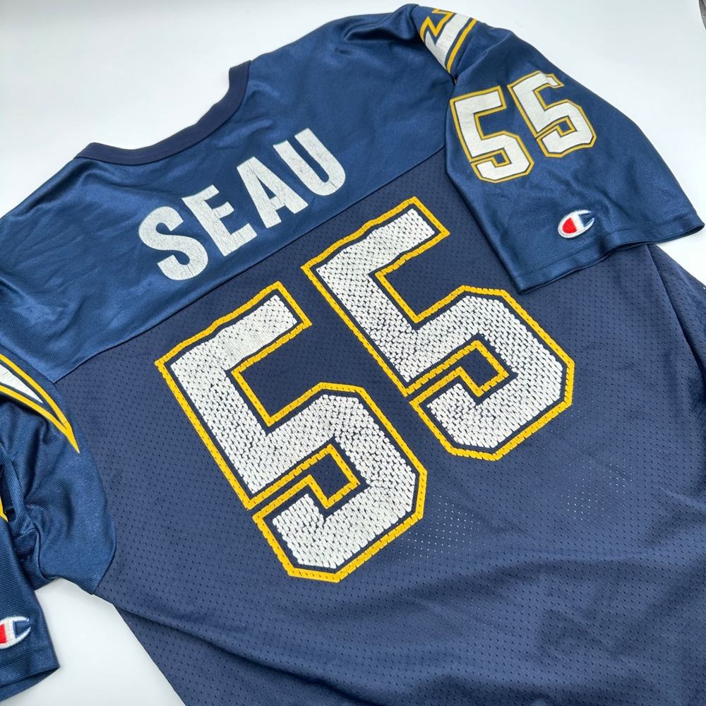 Vintage 90s Junior Seau #55 San Diego Chargers Champion Jersey USA Sz 48 NFL